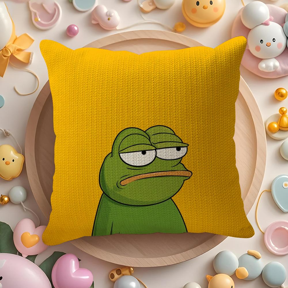 Funny Cute Frog Print Pillow Cover, Machine Washable, Bedroom Pillowcase