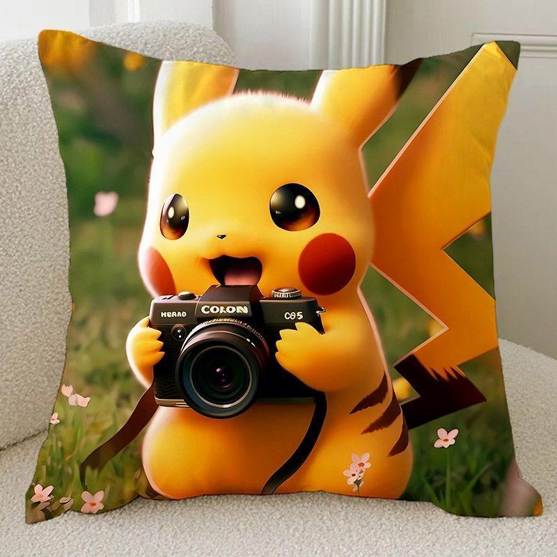 

Pokemon Anime Peripheral Pillow Cover Pikachu Cute Decorative Pillow Cover Home Living Room Sofa Room Decoration Children Gift 16x16Inch