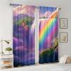 2pcs Whimsical Rainbow Falls Curtains - Vibrant Waterfall & Rainbow Design   100% Polyester   Rod Pocket Window Treatment for Livi