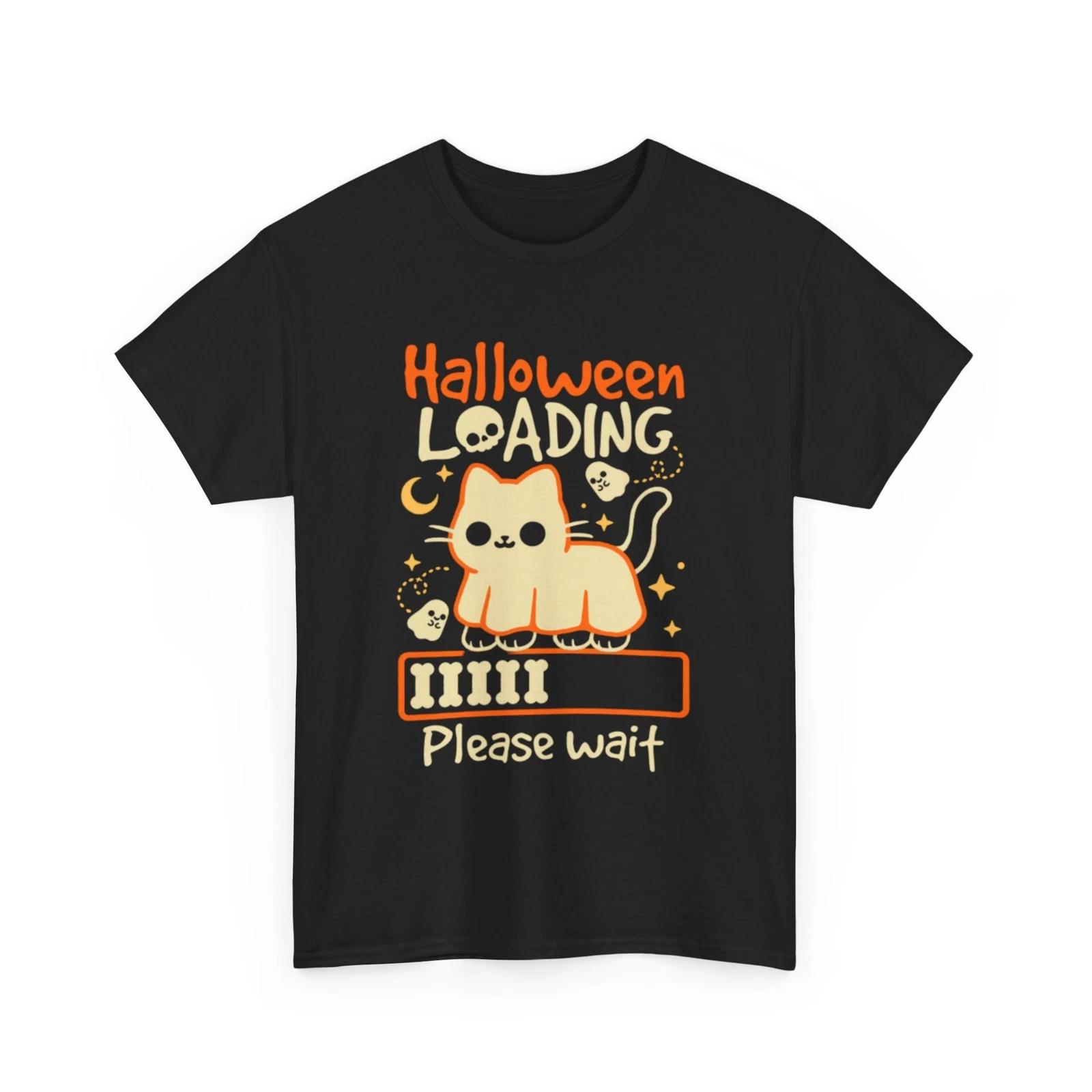 Halloween loading Please Wait | Ghost Cat Shirt | Cat Shirt Women & Men, Cat tee M