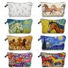 Women Oil Painting Horse Print Cosmetic Bag Toiletries Organize Travel Storage Case 6865