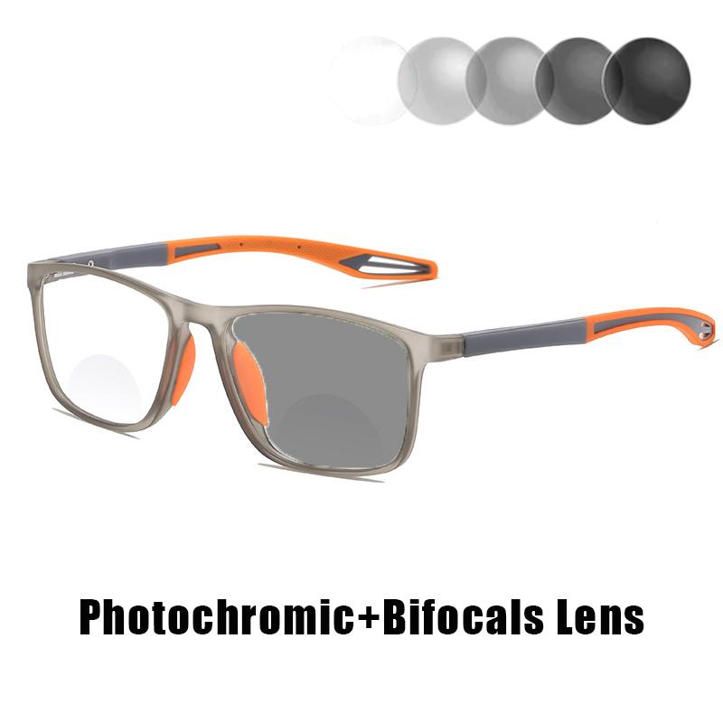 New TR90 Bifocal Reading Glasses Unisex Fashionable Photochromic Reading Glasses with High-Definition Blue Light Protection +4.0 +3.5