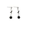 Elegant High-End Women's Retro Silver Fairy Jewelry Set: Black Knight Rose Earrings, Bracelet & Necklace
