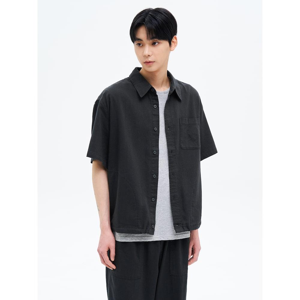 8Seconds Linen-Like Cotton Twill Short Sleeve Shirt Ash Dark Gray/M