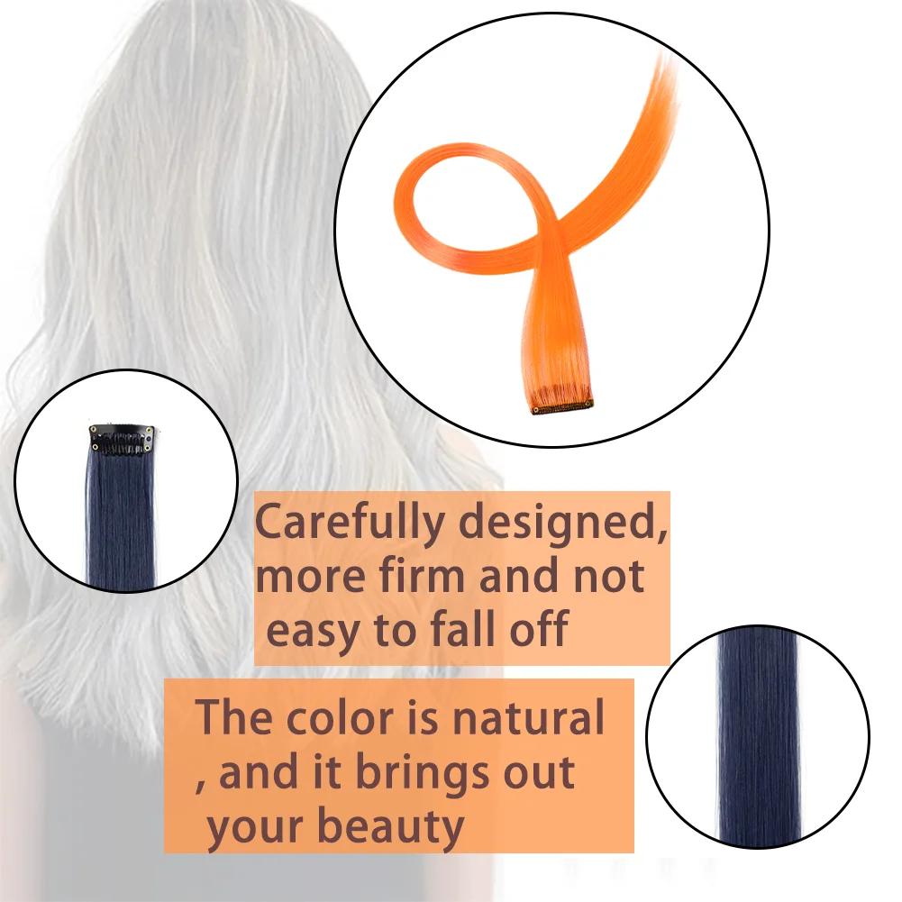 10PCS/Pack Colored Party Highlights Clip in Hair Extensions for Girls 18 Inches Omber colors Straight Hair Synthetic 2027