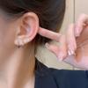 Cold wind silver geometric circle ear buckle female Korean version simple one-week earrings ear jewelry