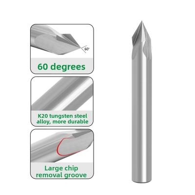 1/4-inch 60-Degree Solid Carbide V-Slotted Engraving Cutter  V-Slotted CNC Engraving End Mill For Wood Carving