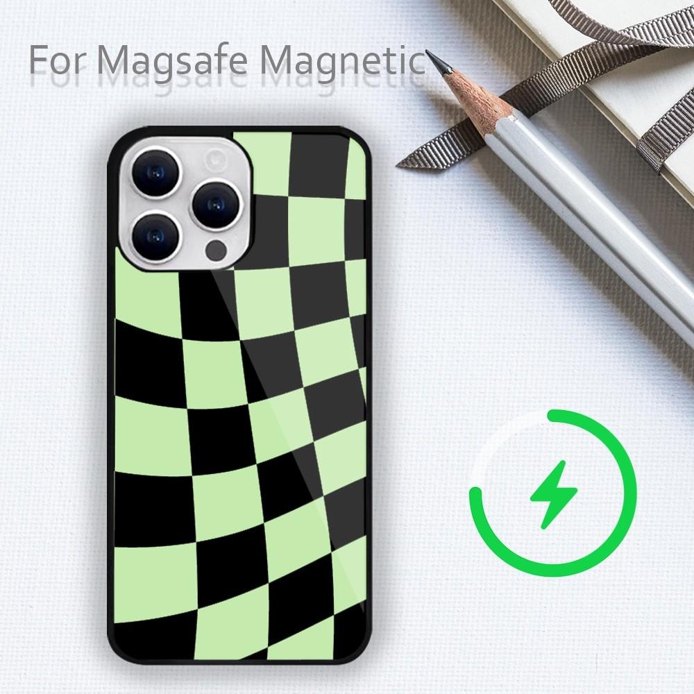 Crazy Checkered Phone Case For iPhone 15 14 13 12 11 Plus Pro Max Magsafe Magnetic Wireless Charging