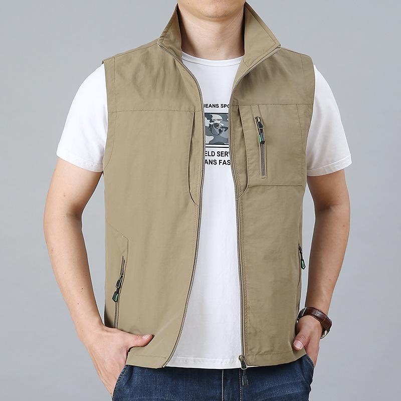 Men's Plus Size Quick-Dry Outdoor Casual Vest - Sleeveless, Loose Fit for Spring & Autumn