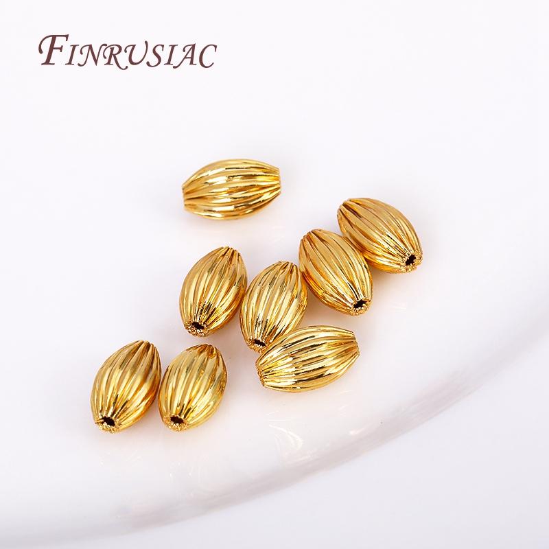 8mmX5mm 18K Gold Plated Oval Beads, Spacer beads, Striped Melon Bead For Jewelry Making Supplies Wholesale