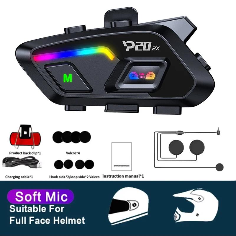 

Kebidumei P20 2x Wireless Bluetooth6.0 Motorcycle Helmet Intercom Headset Waterproof 500 m Intercomunicador Speaker Earphone