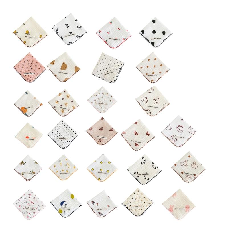 Baby Towel Soft Teething Bib Cute Print Burping Cloths Cotton Handkerchief Sweat Wipe Cloth Newborn Bath Towel Facecloth