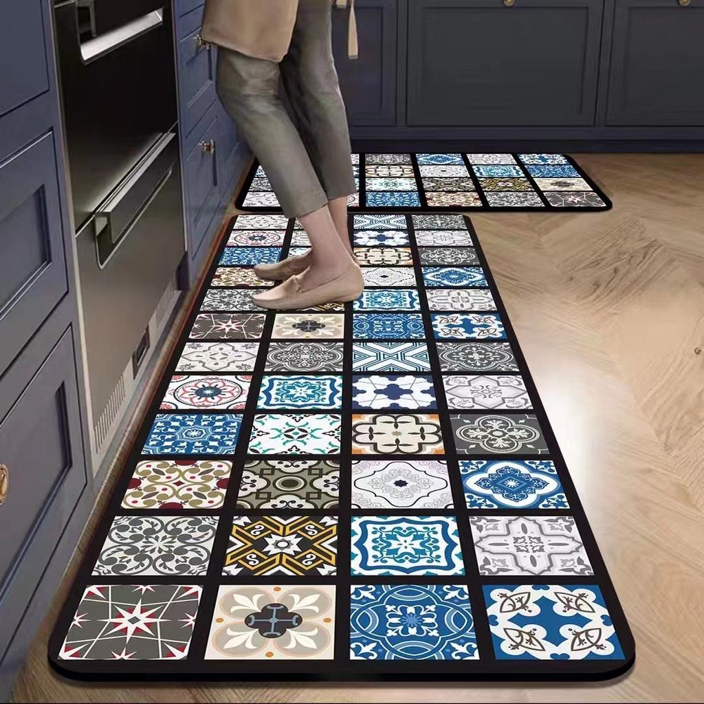 American Retro Kitchen Mat, Soft and Non-slip Entrance Door Mat, Corridor and Laundry Room Carpet, Home Decoration