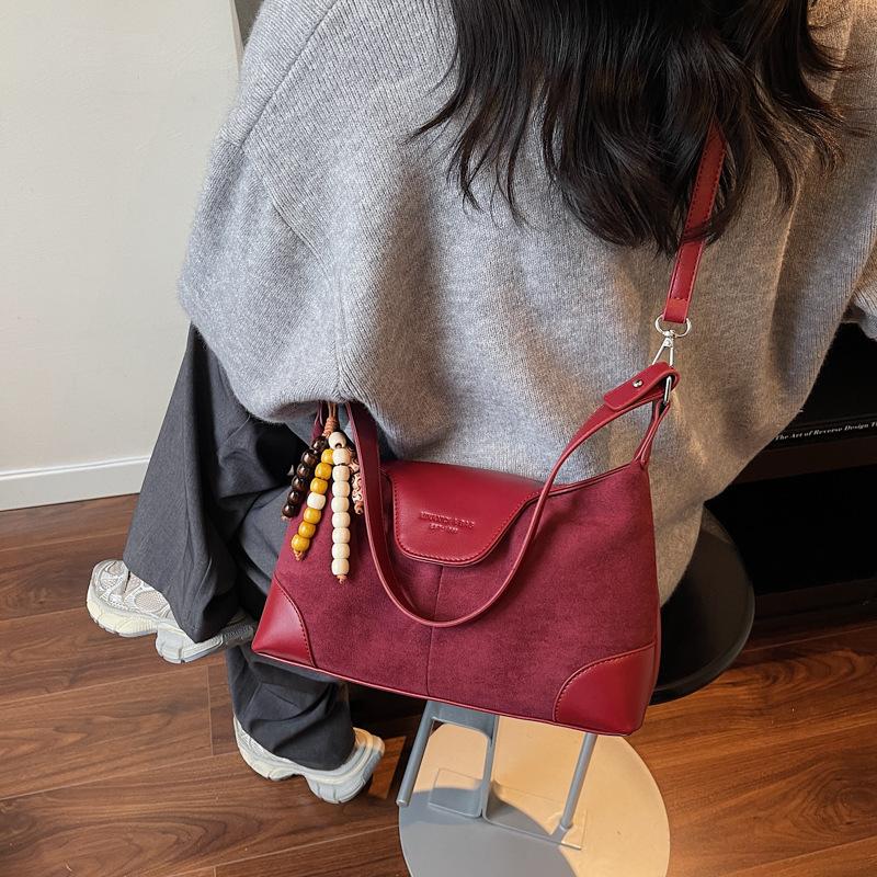 Casual Contrasting Colors Niche Maillard Commuter Bag New Versatile Women's Messenger Bag Retro Shoulder Armpit Bag