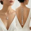 Minimalist Bridal Rhinestone Body Chain Long Back Necklace Elegant Open Back Jewelry For Wedding Dress