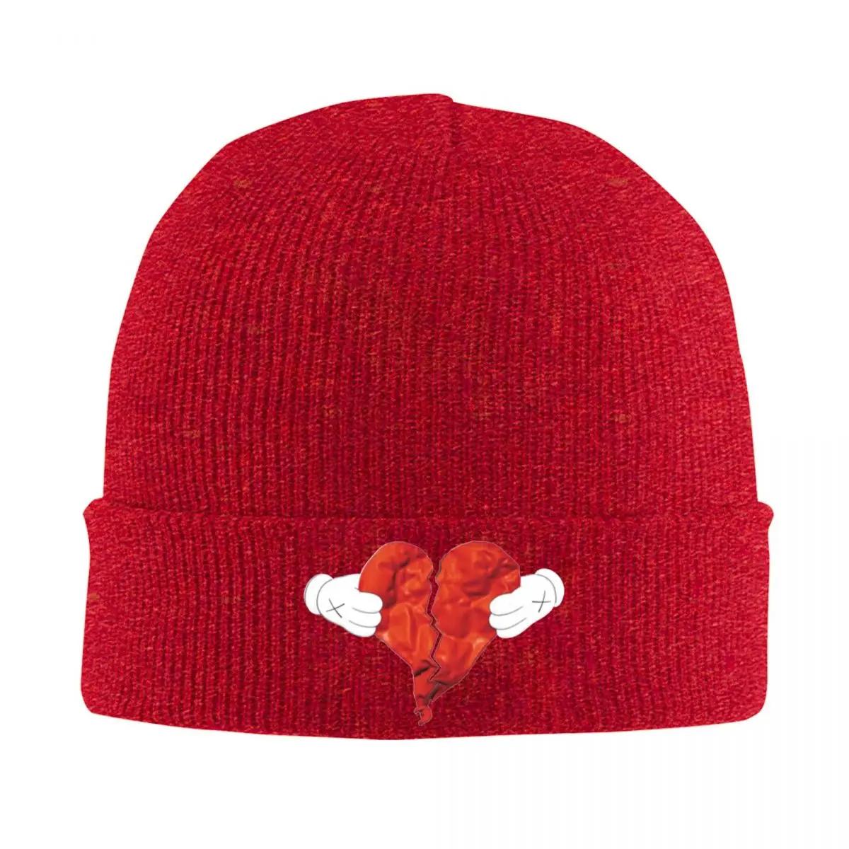 

Kanye West 808s Heartbreak Heart Knitted Hat for Women Unisex Skullies Beanies Winter Hat Warm Caps One Size