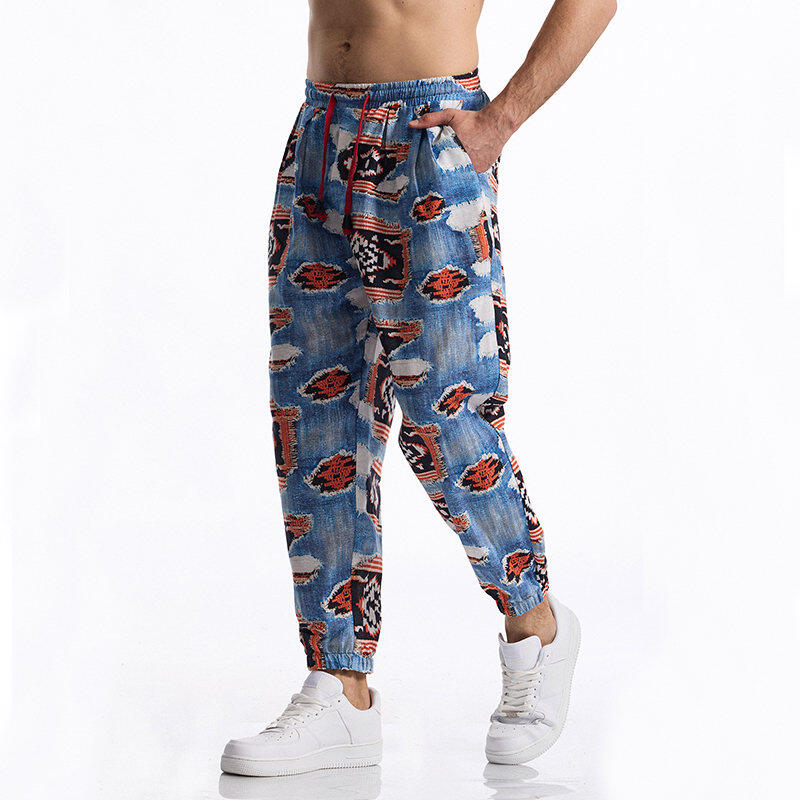 Pantaloni Casual da Uomo Estate Autunno Pantaloni con Stampa Farfalle Vestibilità Larga Vita Elastica con Coulisse Alla Moda e Comodi