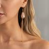 Ingemark Exquisite Boho Imitation Pearls Drop Earrings for Women Creative Long Metal Tassel Dangle Earrings Jewelry Accessories