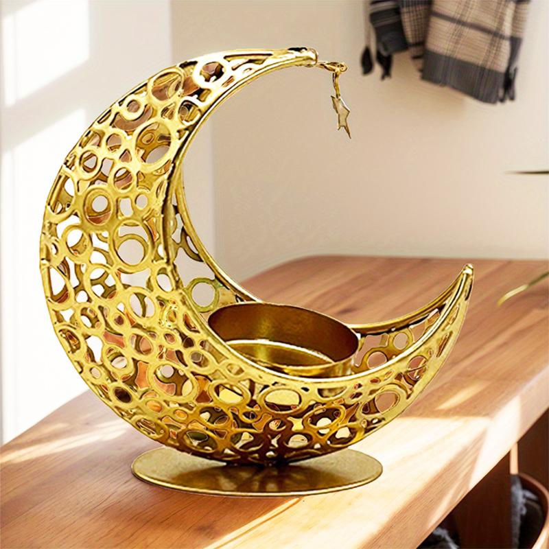 1 Stück Hohl Party Halbmond Kerzenhalter Tischdeko Gold Silber Islamisch Metall Hochzeit Mehrere Optionen verfügbar