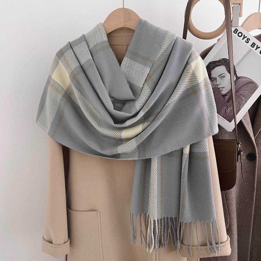 Plaid Winter Women Cashmere Scarf Warm Pashmina Neckerchief Muffler Female Blanket Scarves Lady Shawls And Wraps