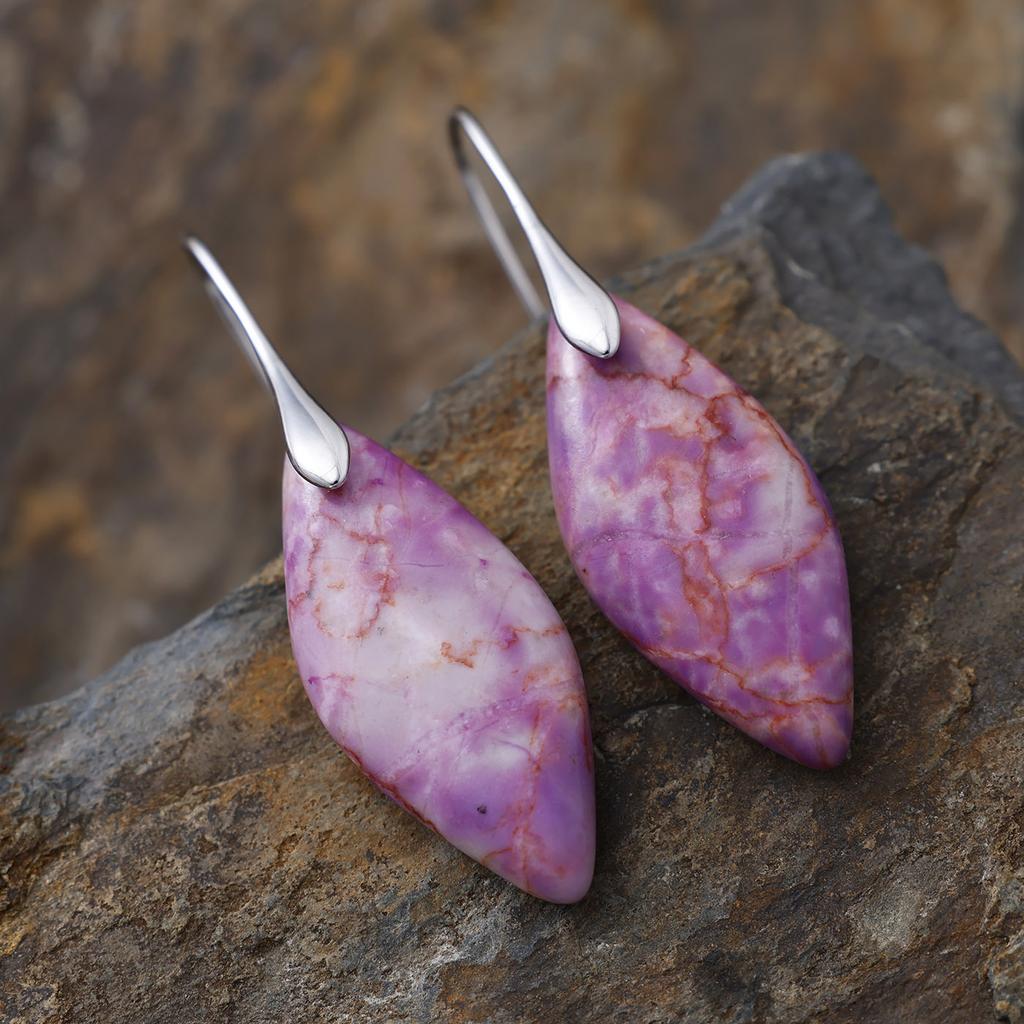 Luxury New Bohemian Emperor Stone Leaf Pendant Earrings European and American Popular Ins Jewelry Jewelry