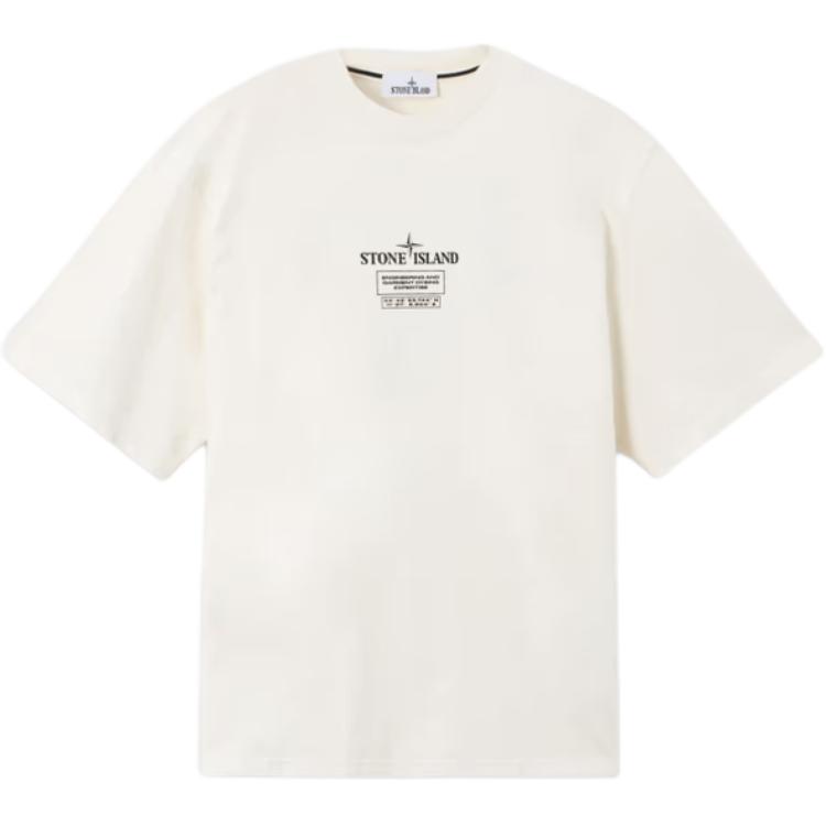 

STONE ISLAND Футболка мужская с коротким рукавом и принтом, с круглым вырезом, топы, цвет слоновой кости K2S152100037S0193V0093 S