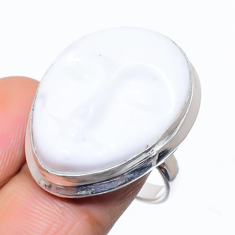 White Turquoise Gemstone 925 Sterling Silver Gift Jewelry Ring Size 7.5
