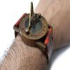 Nautical Brass & Leather Wrist Sundial Compass – 7 cm Antique Design with Adjustable Strap