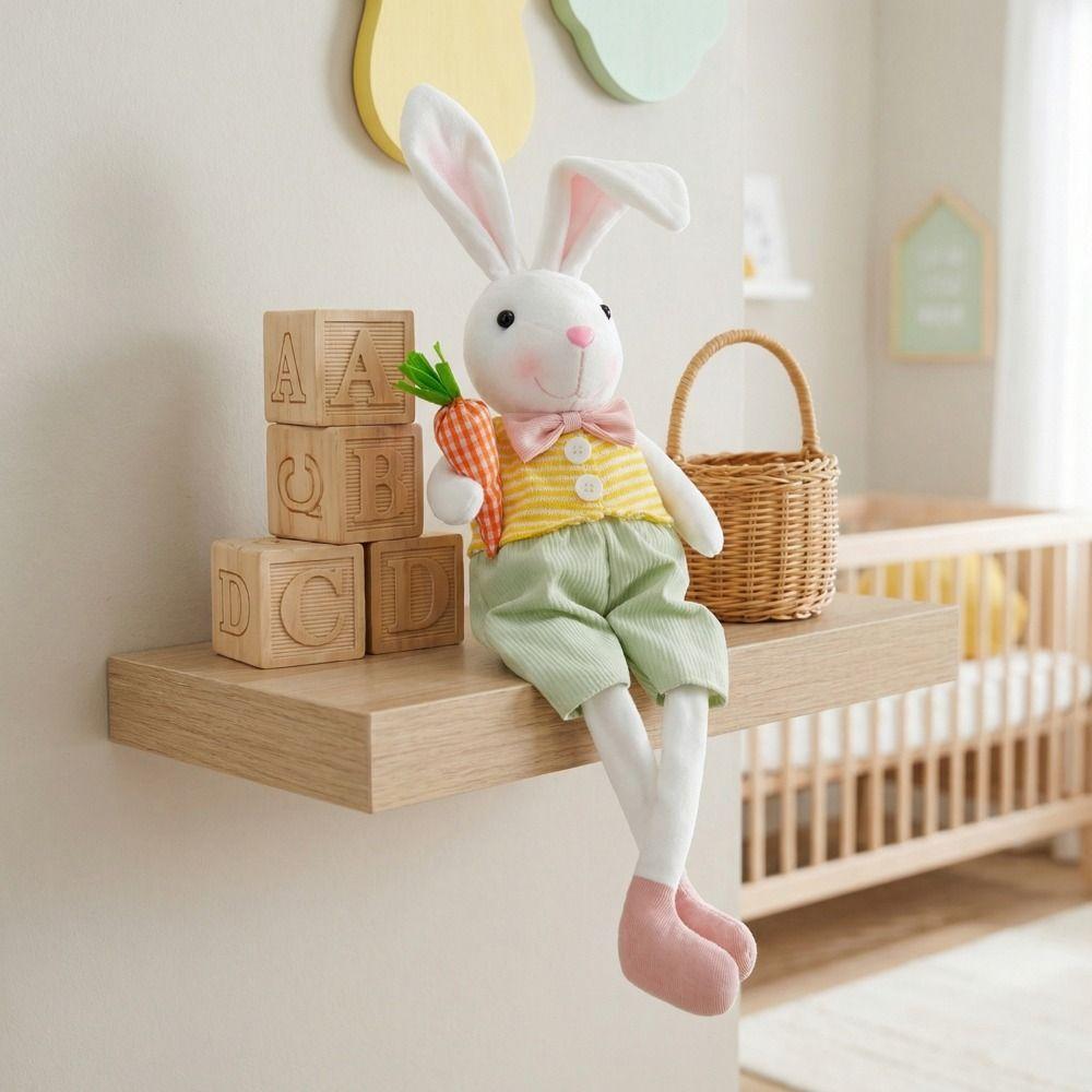 Carrot Flower Basket Easter Rabbit Decoration Adjustable Long Legged Rabbit Doll Office Desk