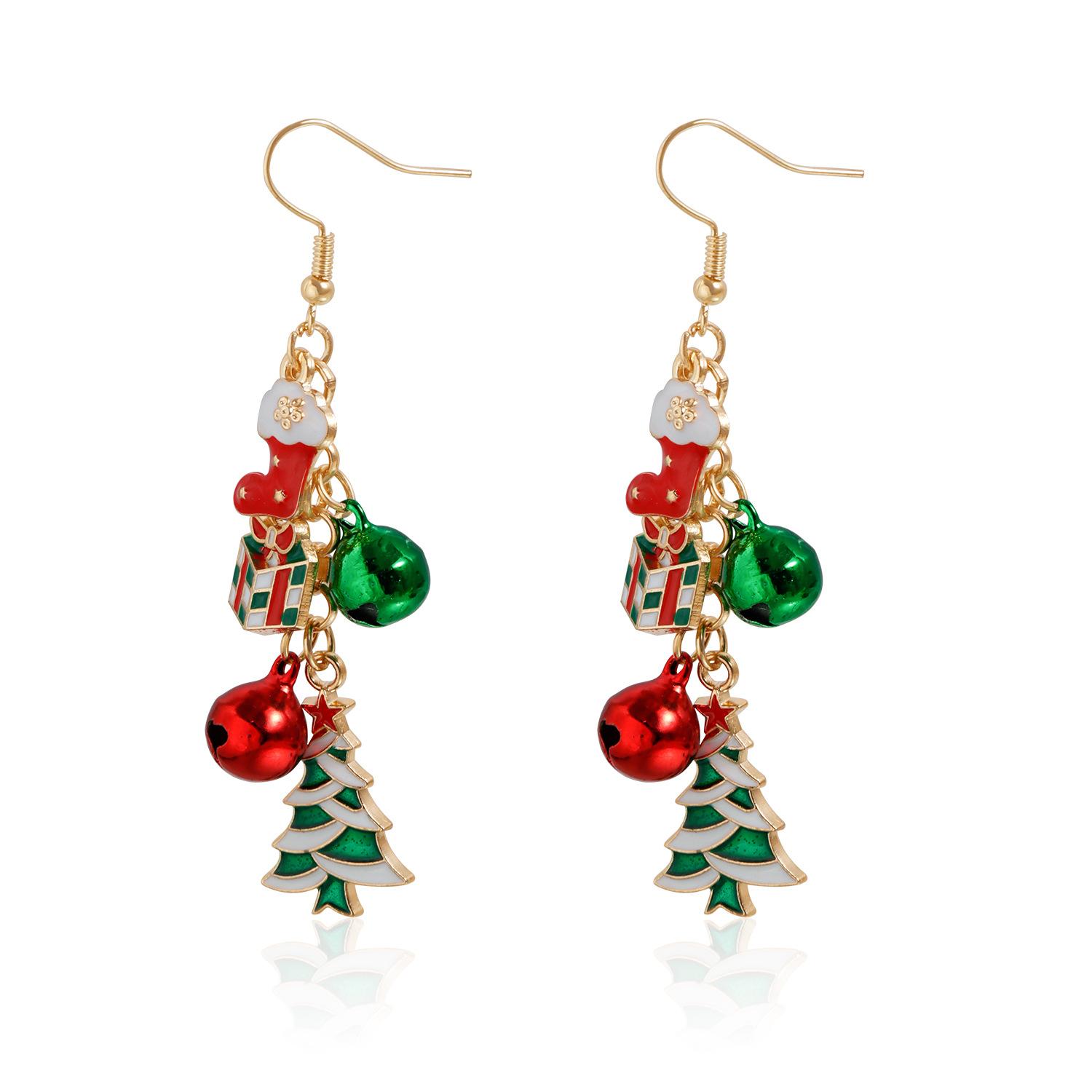 Fashion Christmas Earrings Zircon for Women Christmas Tree Hat Deer Necklace Girls Party Festival Zircon Gifts