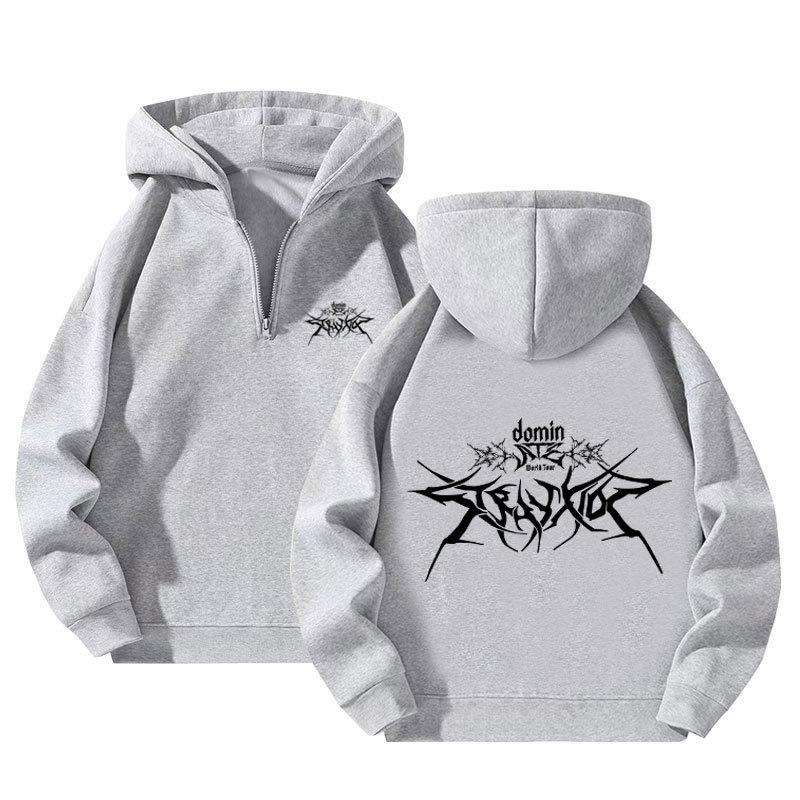 Nová mikina pulovr na zip do čtvrtiny pro muže a ženy, ležérní mikina s kapucí na zip s potiskem Stray Kids Atz