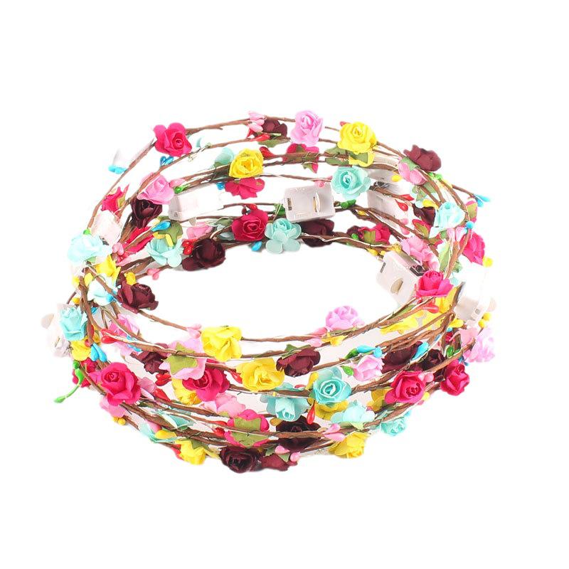 LED Light-Up Princess Headband: Colorful Feather Rabbit Ears with Glittering Gold Wire Garland