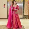 Zari-Embroidered Rani Pink Silk Anarkali Suit with Dupatta Set