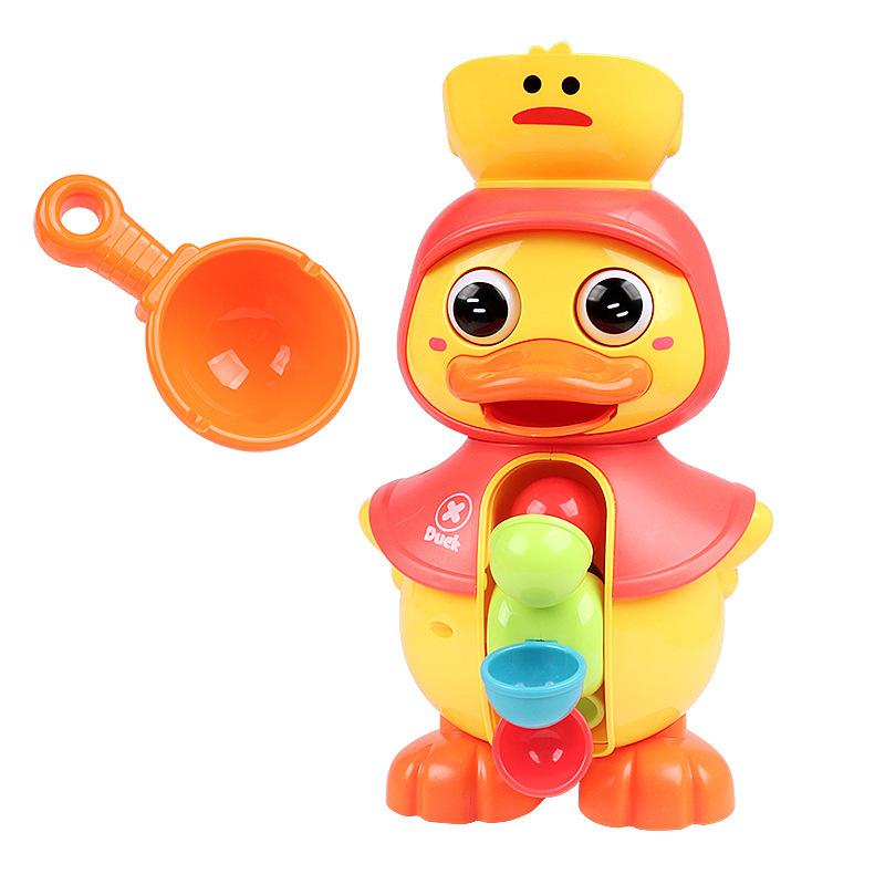 Cute Duck Bathtub Toys For Toddlers 1-4 Years Old With Rotating Water Wheels Bathroom Power Suction Water Kids Shower Bath