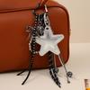 Sweet Cool Star Pattern Makeup Mirror With Beaded Butterfly Pendant For Fashionable Handbags