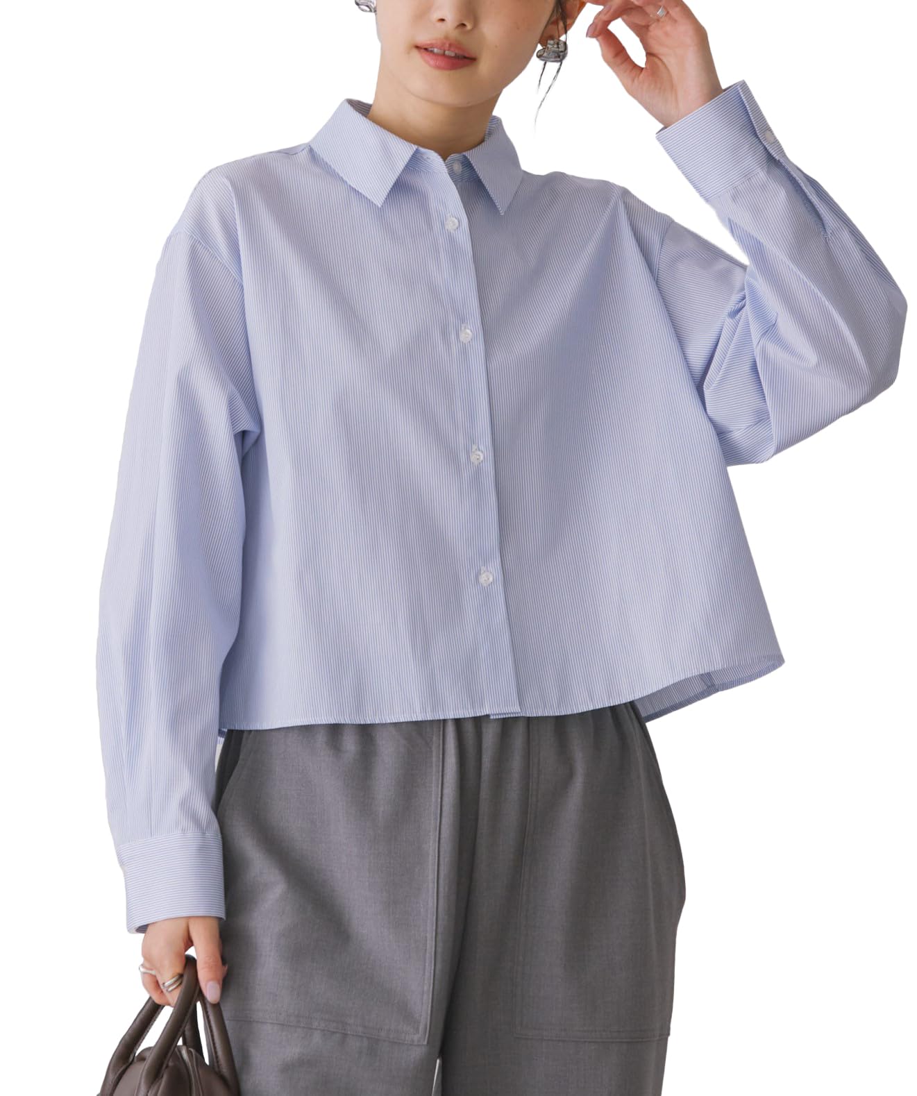 

American Holic Casual Cropped Striped Women s Shirt,