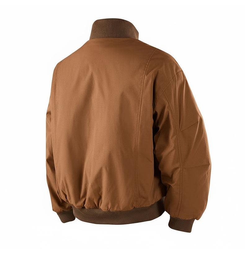 Men's American Style Cotton Flight Jacket: Thickened Autumn/Winter Warm Stand Collar Baseball Outerwear