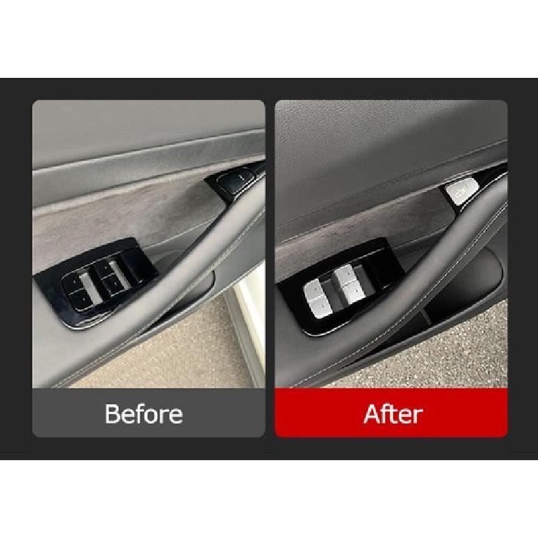 Side Door Open Switch/Window Up/Down Button Decoration Trims For17+Tesla 3 20+ Y