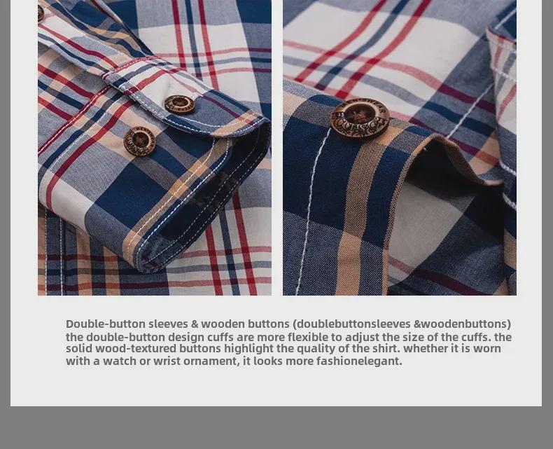 Men's Slim Fit Non-Iron Plaid Cotton Shirt - Long Sleeve, Spring Casual Style