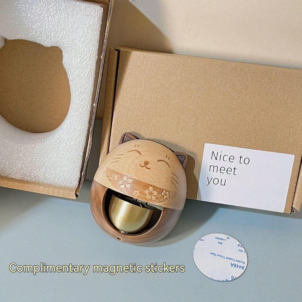 Creative Wind Chime Lucky Cat Bronze Bell Door Clock Bedroom Door Walnut Multi Functional Home Decoration Creative Moving Gift