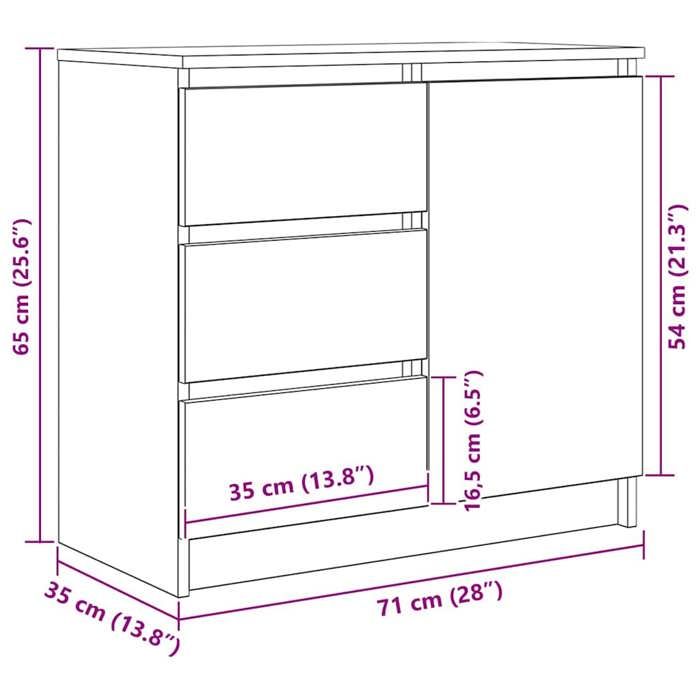 VidaXL Buffet with Drawer White 71x35x65 Cm Engineered Wood, Storage Furniture, Buffet, Entrance Furniture, Buffet Furniture 861571