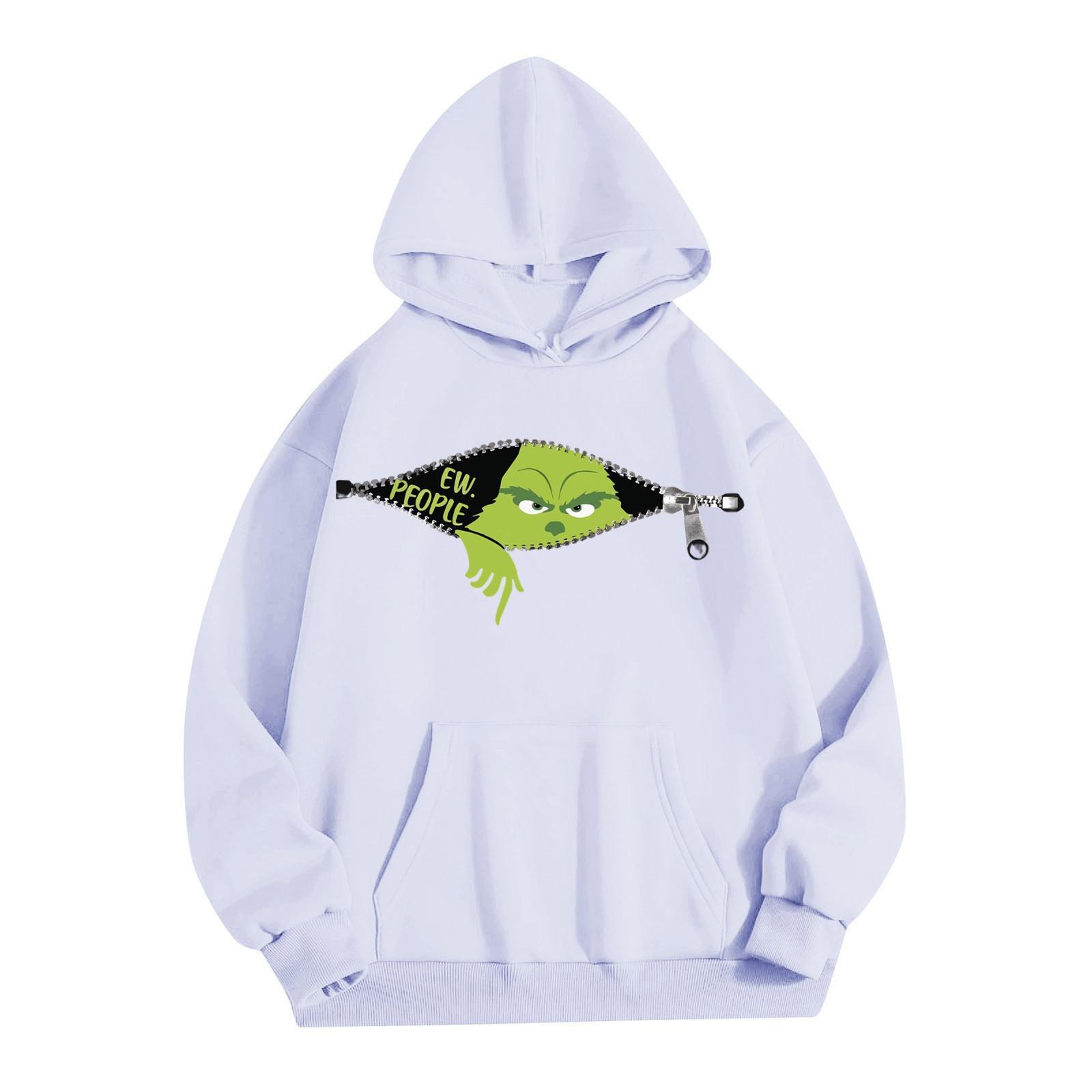 

Женская мода, легкий женский свитер с длинными рукавами и карманами, рождественская толстовка с капюшоном XXL белый