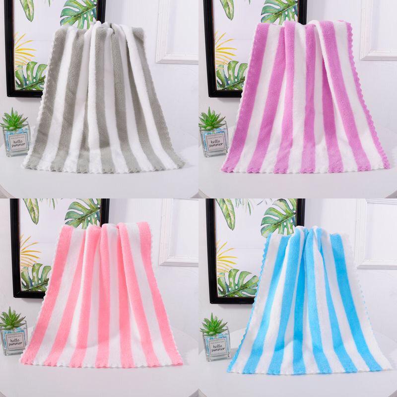 Thick Towel Absorbent Facial Towel Striped Coral Velvet Bath Towel Quick Drying Beach Towel Household Motion Bath Bath Towel