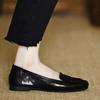 Soft Leather Shallow Mouth Flat-soled Single Shoes Women's Autumn New Soft-soled One-pedal Square-headed Beanie Shoes