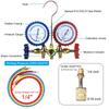 R134a Air Conditioning Pressure Gauge with Hose and Hook 3 Way AC Diagnostic Manifold Gauge Set Freon For R12 R22 R404A R134a
