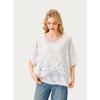 DIMANAF 2026 New Summer Basic Shirt Women Lace O-Neck Blouse Tops Tees Loose White Short Tees