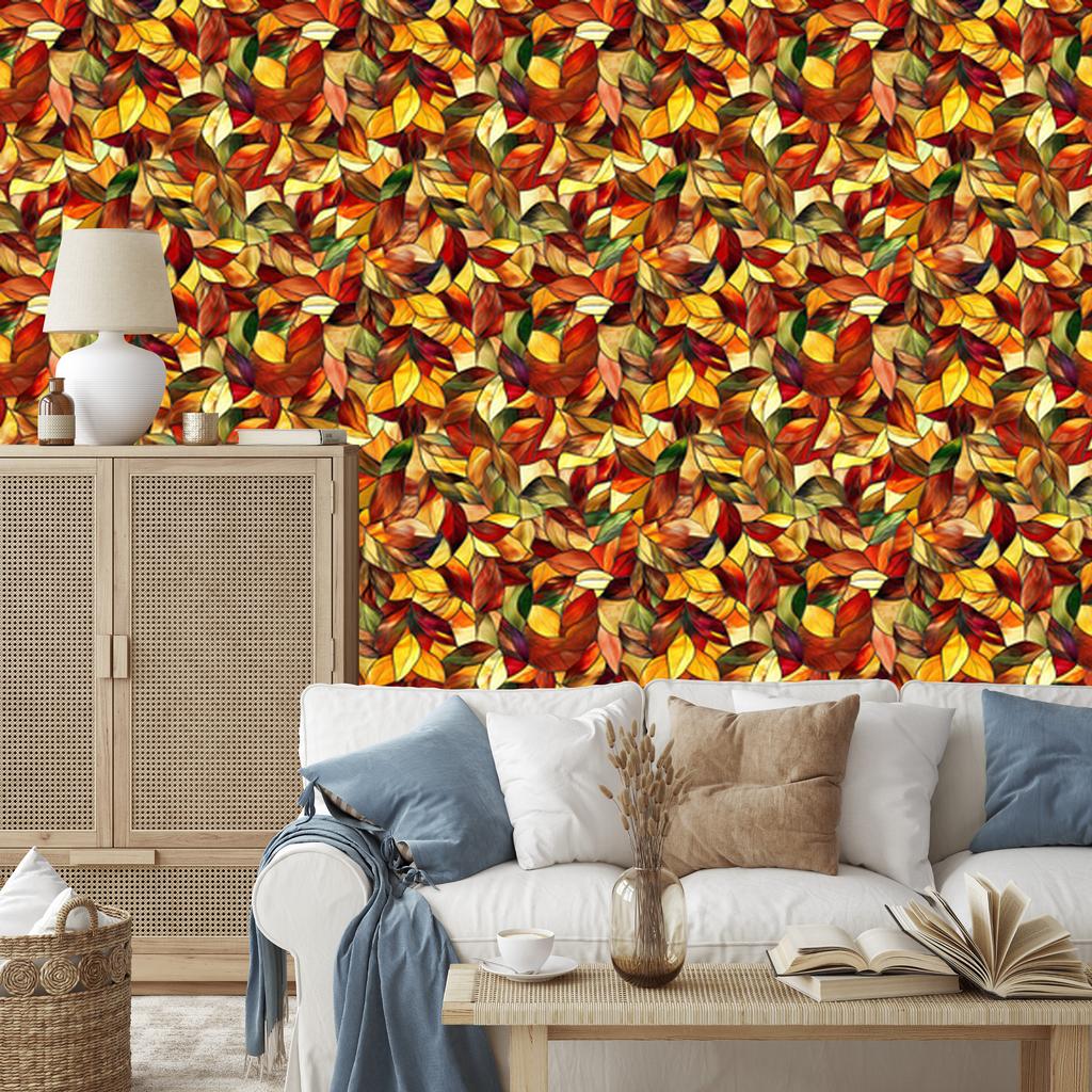 Gold and orange stained glass wallpaper for living room and bedroom 50x1000