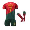 Kids Sport Equipment Ronaldo Portugal Soccer Jersey No.7 2022/2023 Season Free Keychain 6-Piece Set Red Polyester