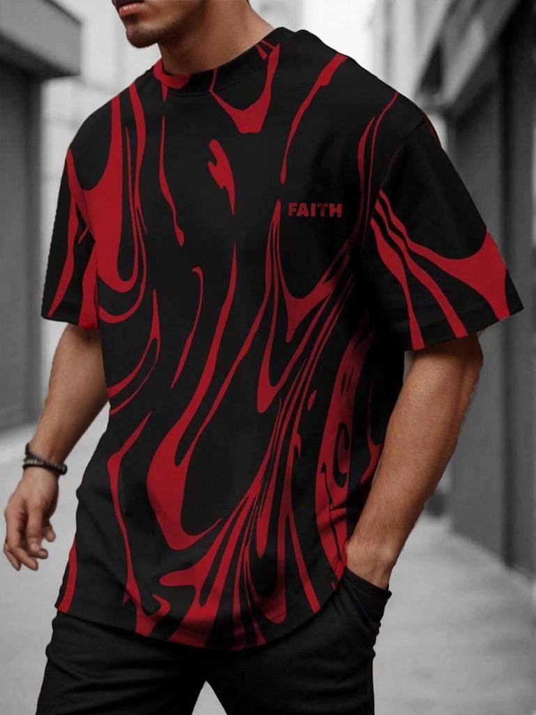 Herren 3D-Druck Rundhals Fitness-T-Shirt, Kurzarm