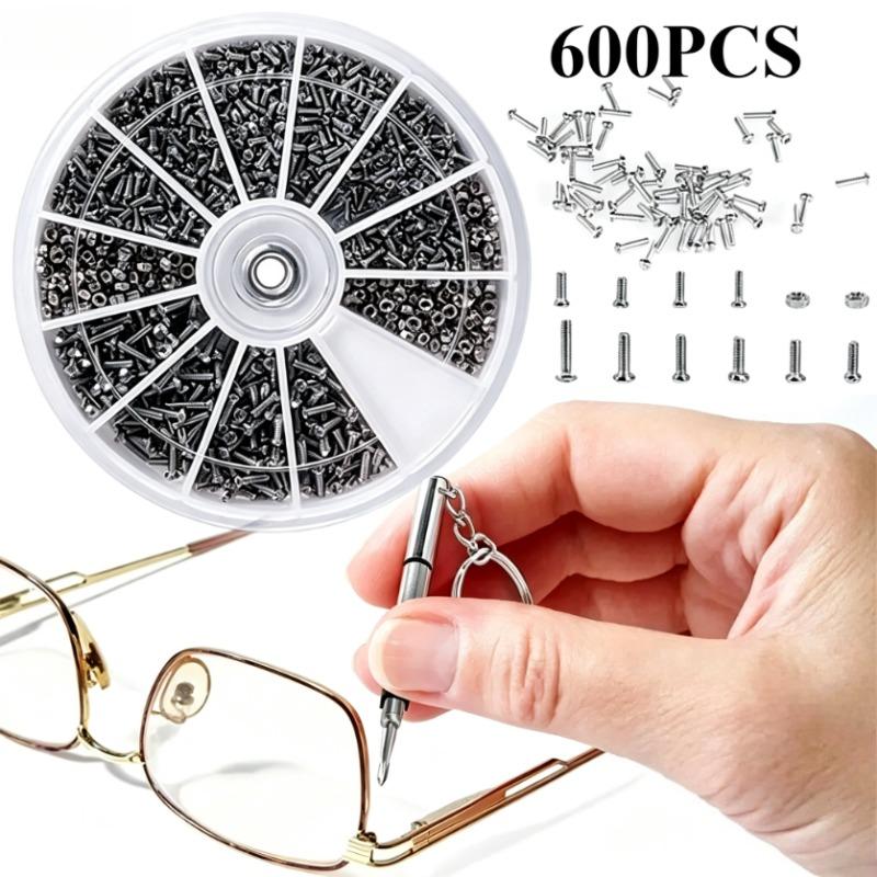 12 Kinds Tiny Screws & Nuts Assortment Kit, M1 M1.2 M1.4 M1.6 Micro Screws, Professional Watch Eyeglasses Frame Repair Tools Set with Screwdriver